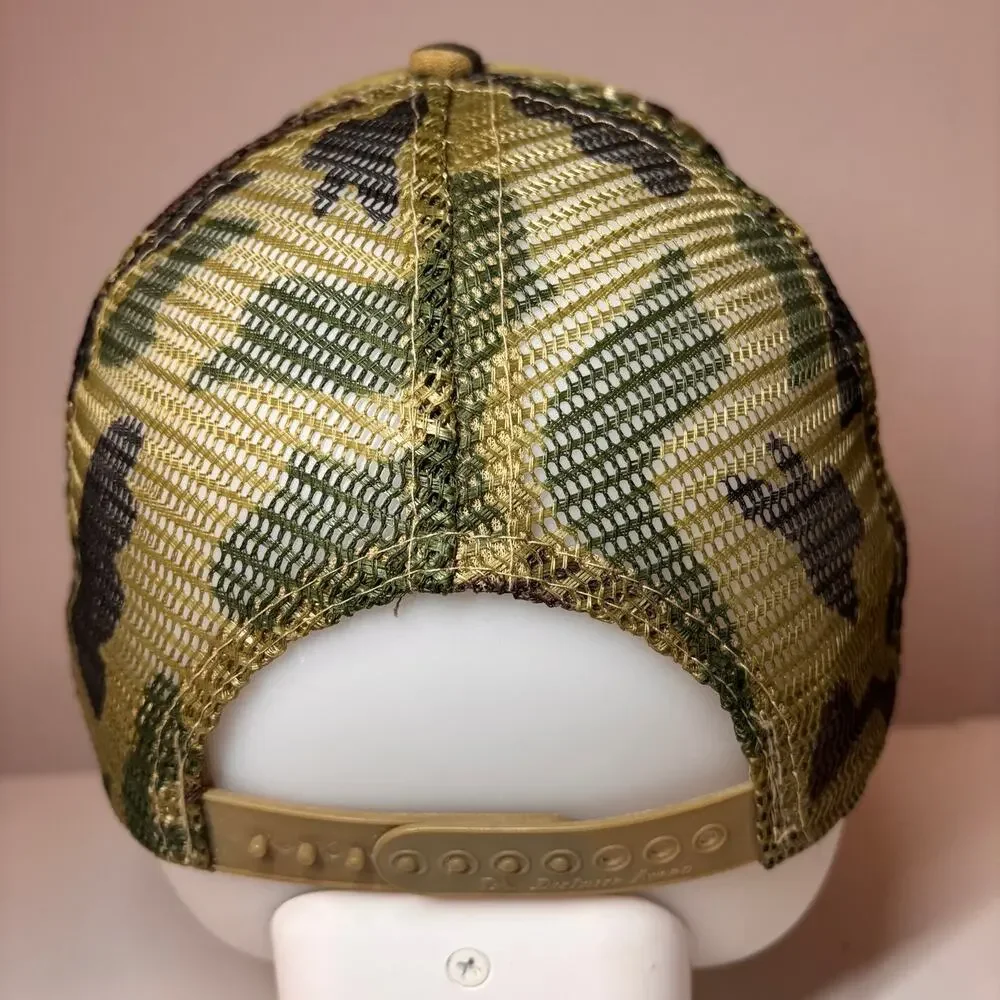 Vtg 80s WINCHESTER Camouflage Trucker Hat Embroidered Green Mesh Snapback Cap